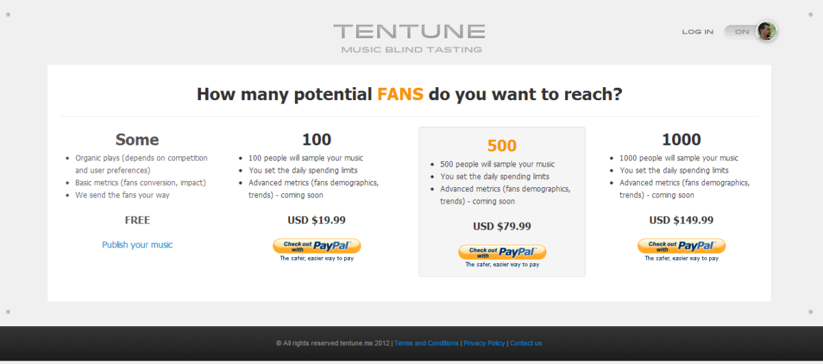 The package that is available on Tentune