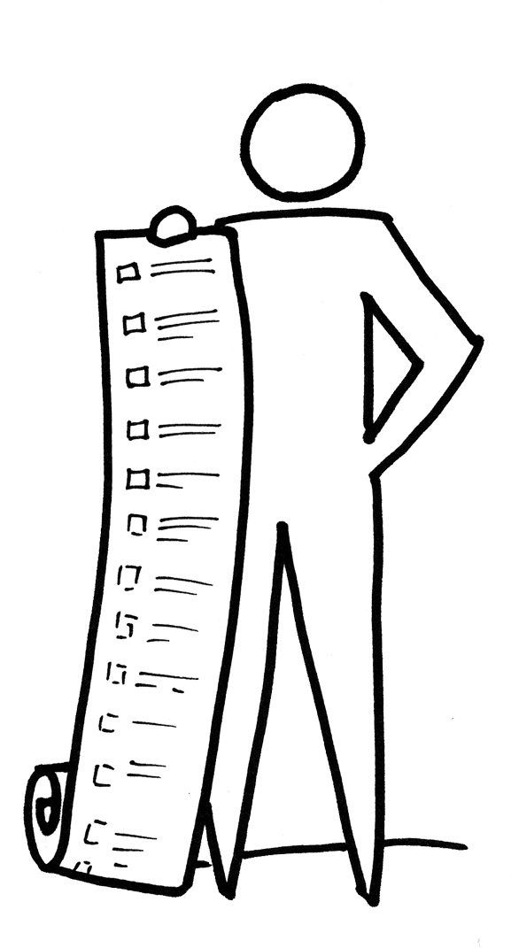 Someone holding a list of tips