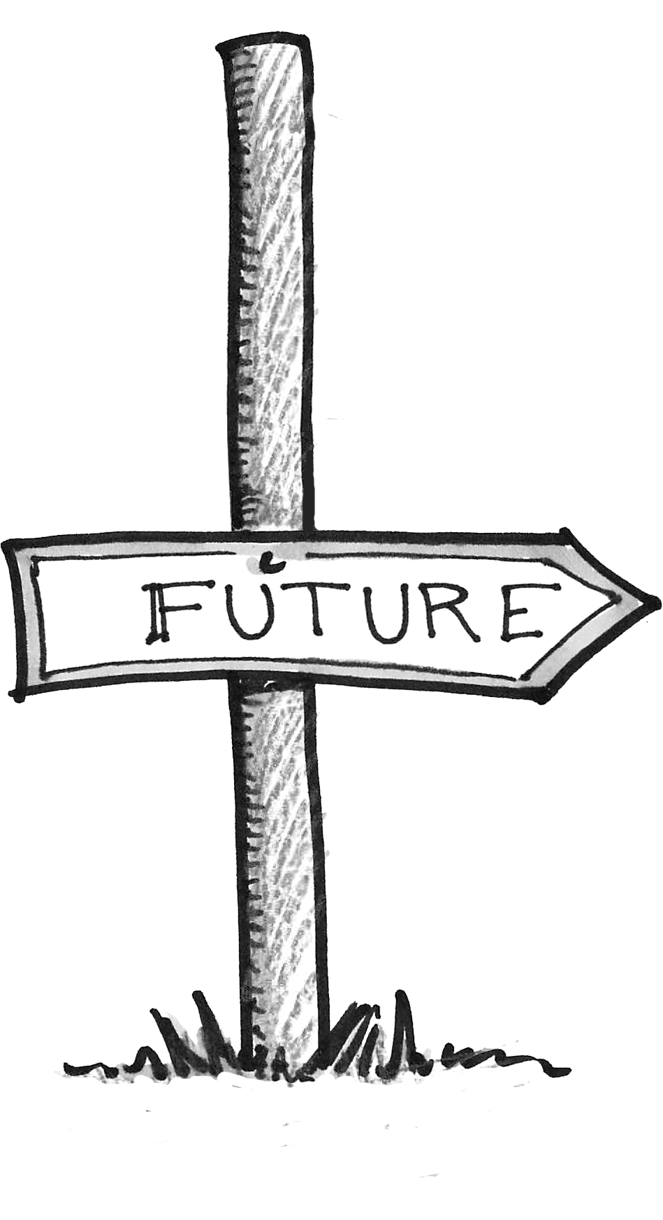 A "future" sign pointing to the right