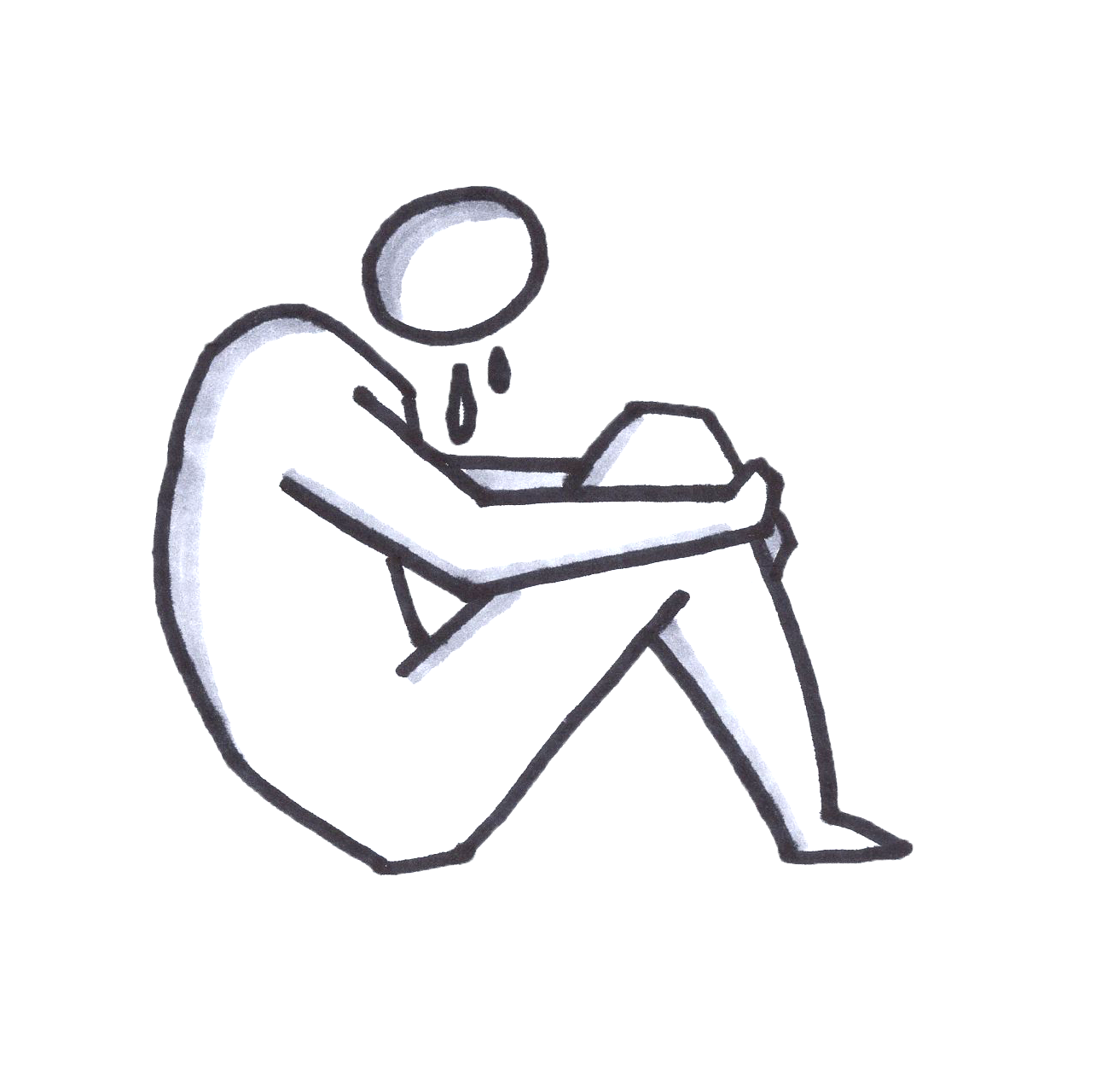 A lonely person sitting as an illustration of a team of one..