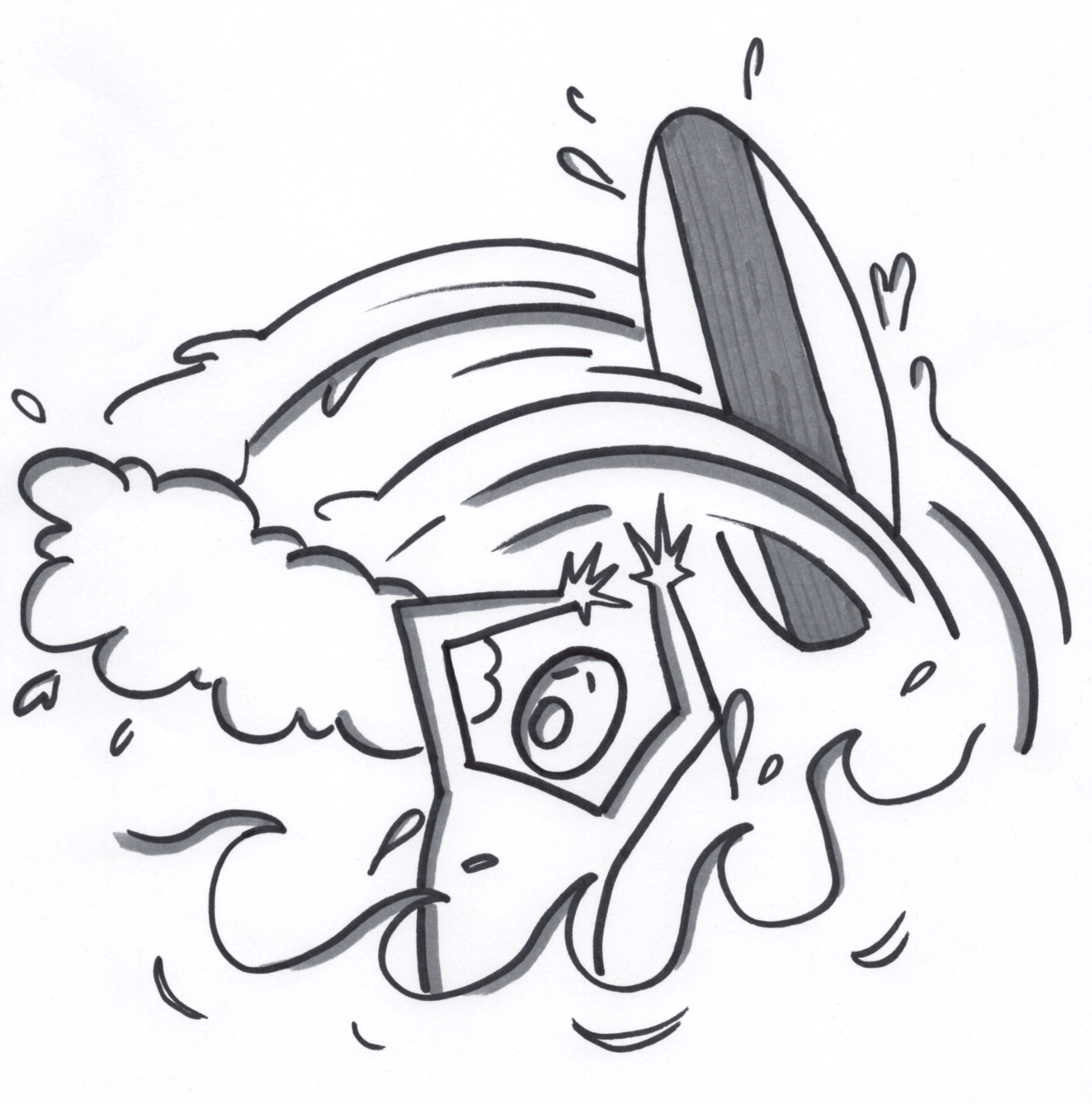 A person trapped in a wave