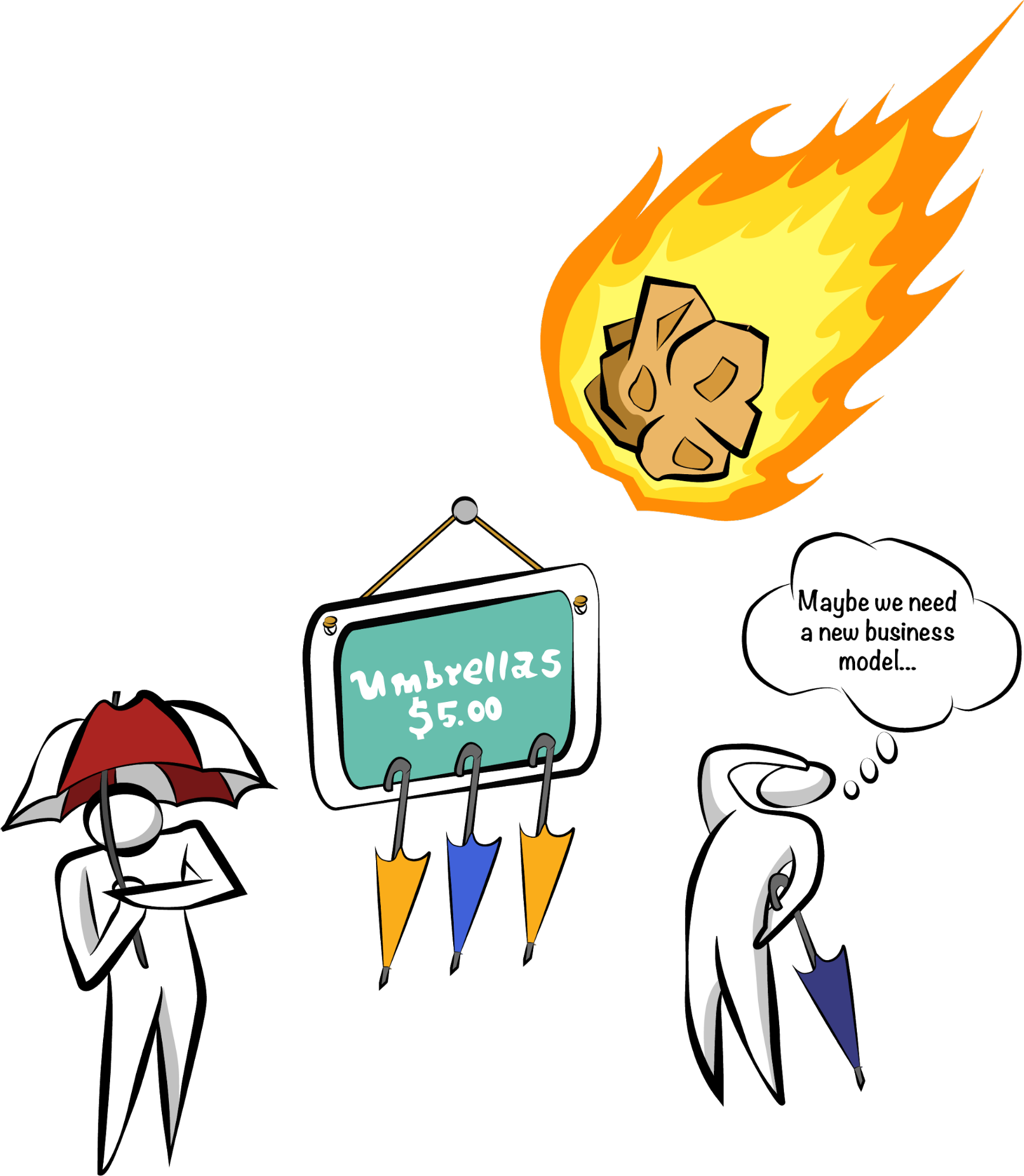 A fire ball destroys an umbrella business