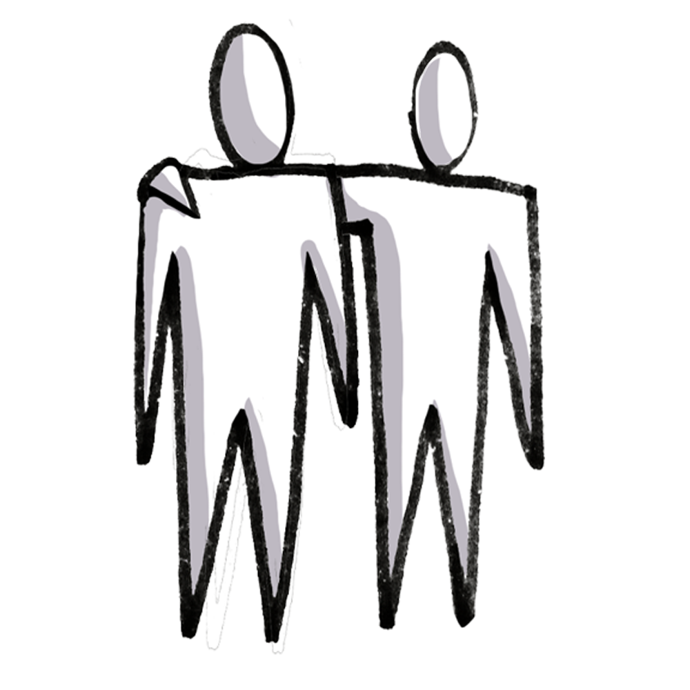 Old friends embracing each other