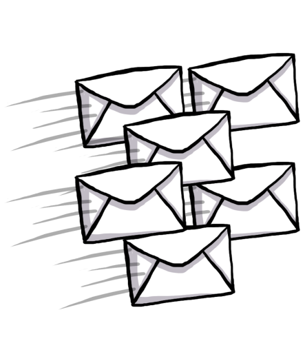 A number of mails flying