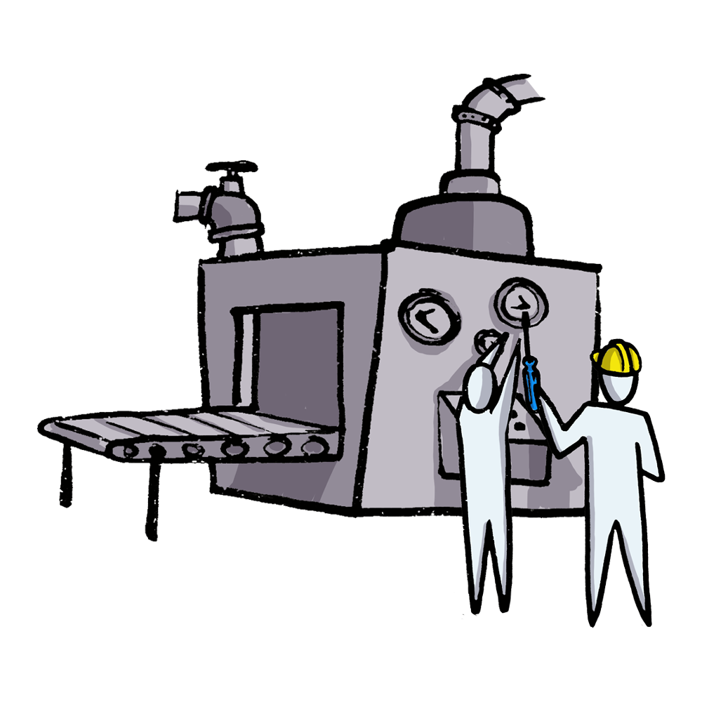 2 People fixing a machine