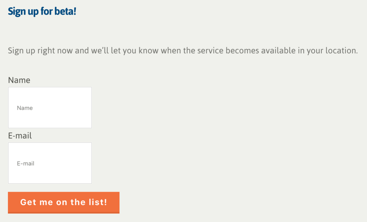 Beta Sign Up Landing Page