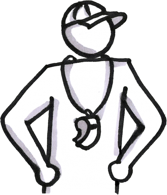 A coach with a cap and a whistle