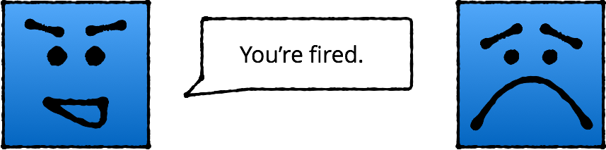 Sad blue box gets fired