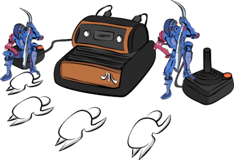 People bowing down to Artificial Intelligence avatars