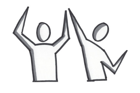 Two people doing a high five because they are ready to build their product.