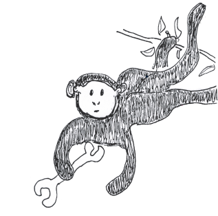 monkey holding a wrench