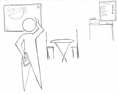 san entrepreneur in empty coffee shop