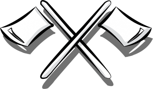 two crossed chopping axes