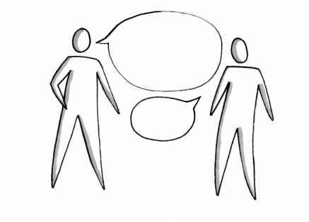 two people talking chat bubbles