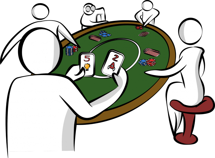 A group of people playing poker