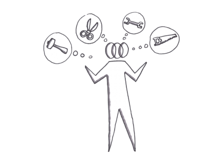 A person with tools in his mind