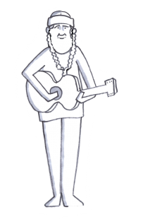 A guy is playing a guitar