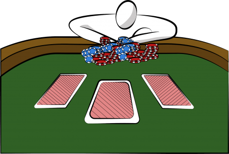 A player risking it all to bet in a poker game