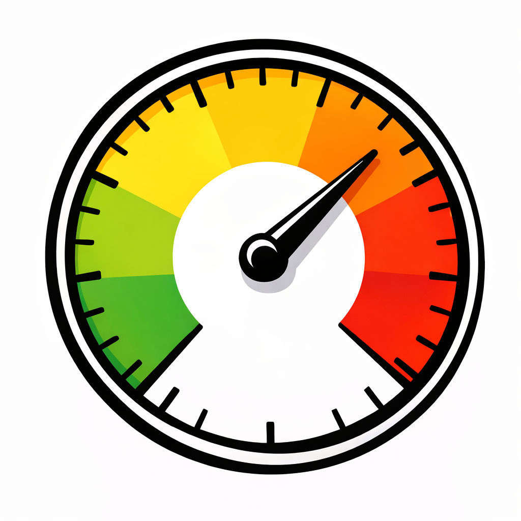 A large circular gauge with colorful segments for measuring key metrics