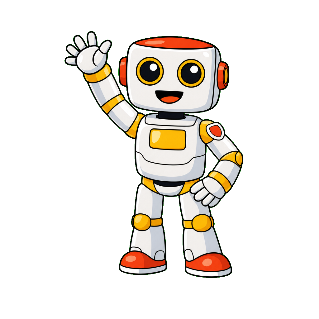 A friendly robot waving hello