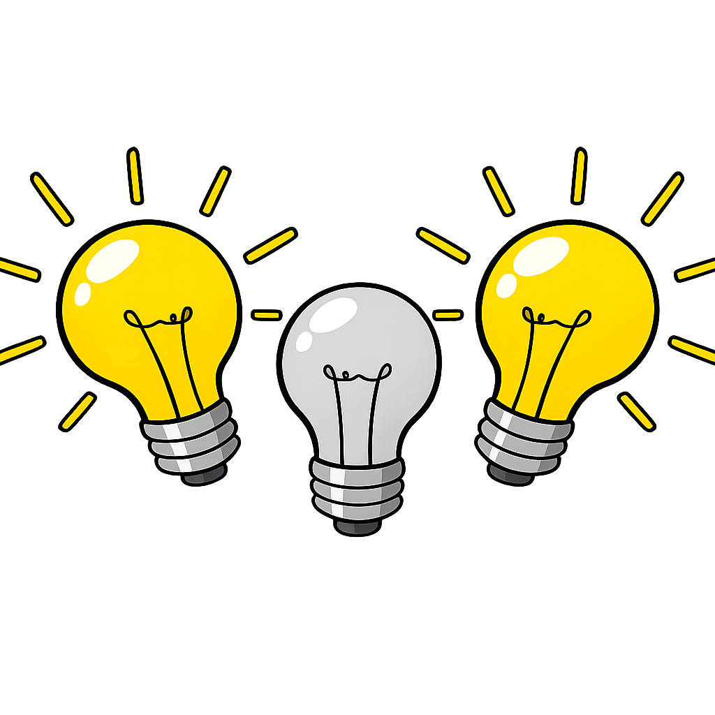 Generative axis: three lightbulbs, representing idea generation and exploratory research