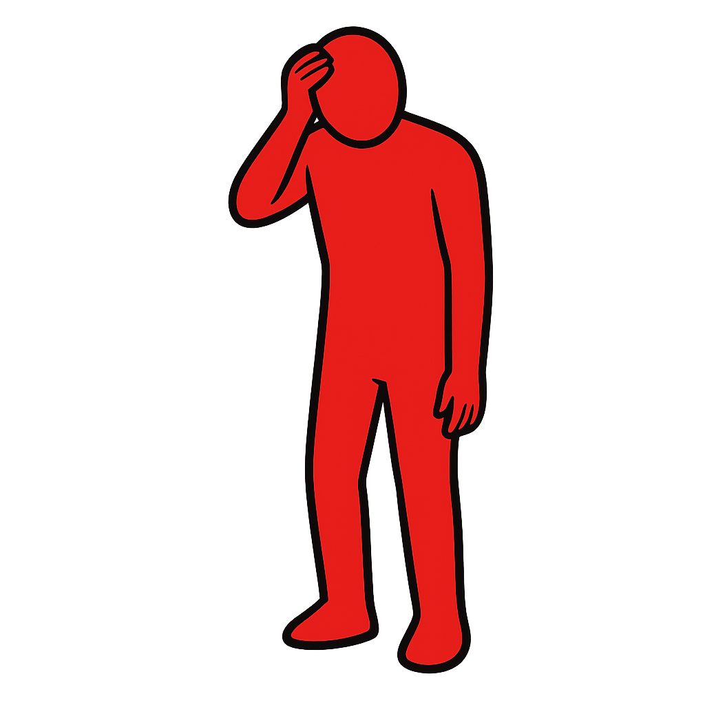 Market axis: red figure holding head, representing the customer / market side